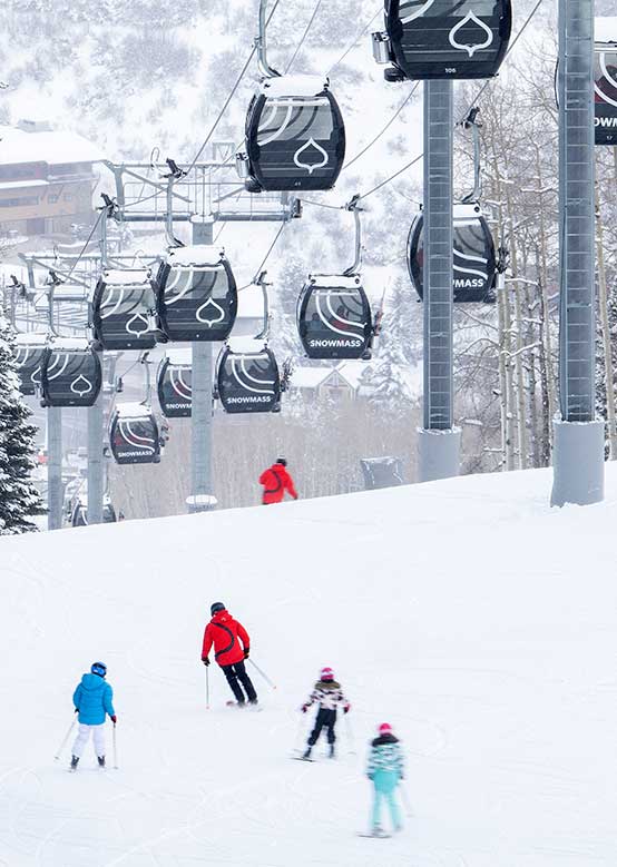 Group of beginner skiers at Snowmass