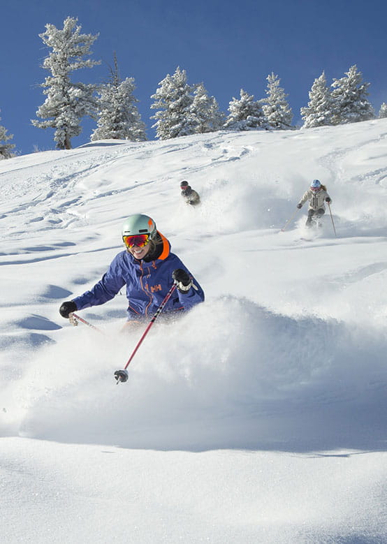 Friends on a powder day at Buttermilk