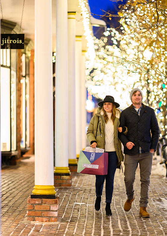 Shopping in downtown Aspen during winter