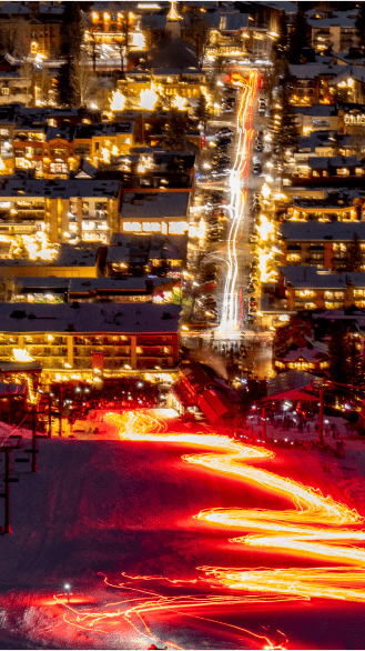 red light down aspen mountain during winterskol