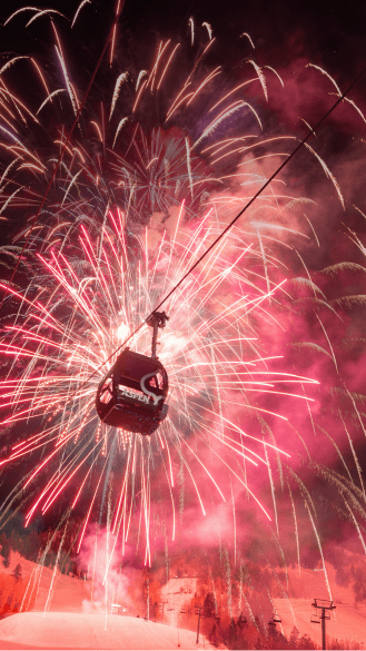 Fireworks over a gondola at Aspen