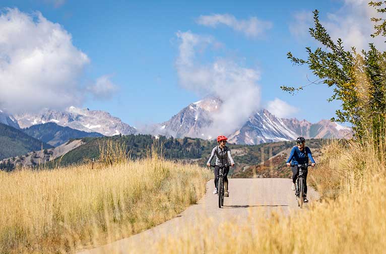 Riding a bike path outside Snowmass Village