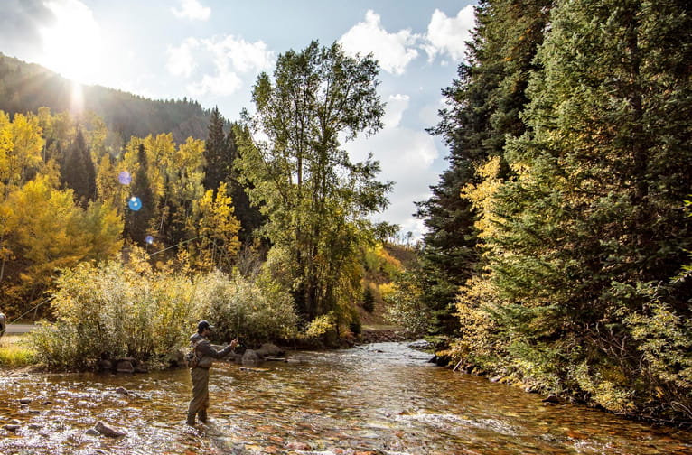 Fly fishing on Maroon Creek near Aspen, Colorado