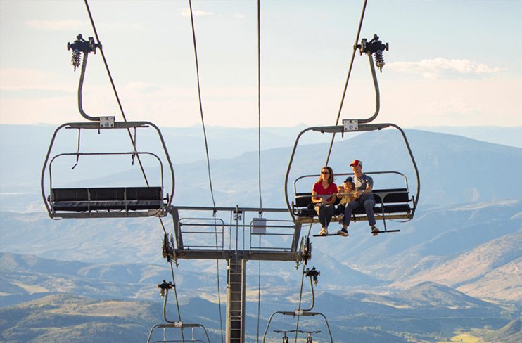 Riding the chairlift in summer at Snowmass