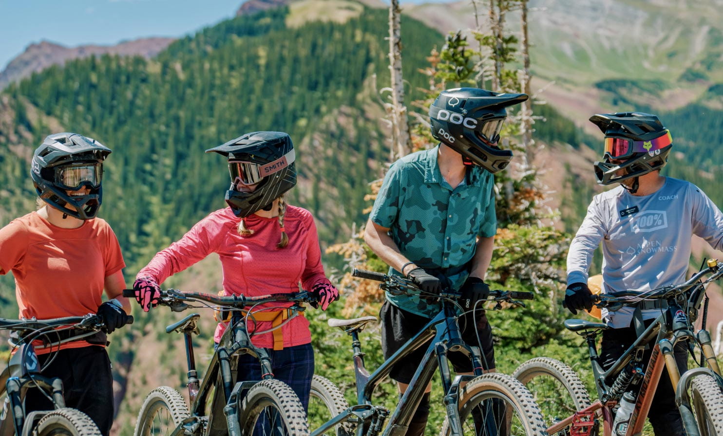 4 bikers on a trail at Aspen Snowmass