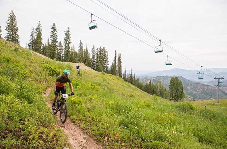 Riding the bike trails under the chairlift at Snowmass