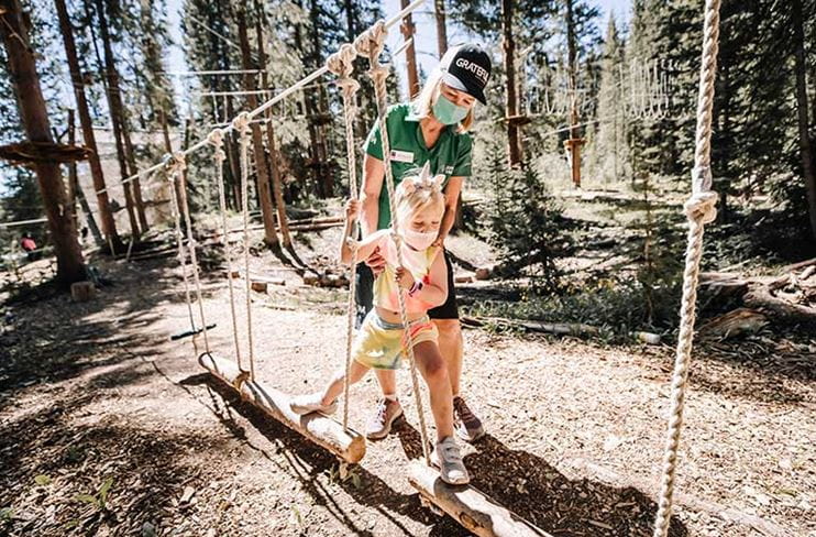 Building confidence at the ropes course at Camp Aspen Snowmass