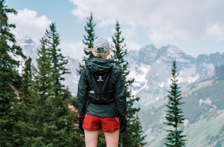 Visitor enjoying the view of Maroon Bells at Aspen