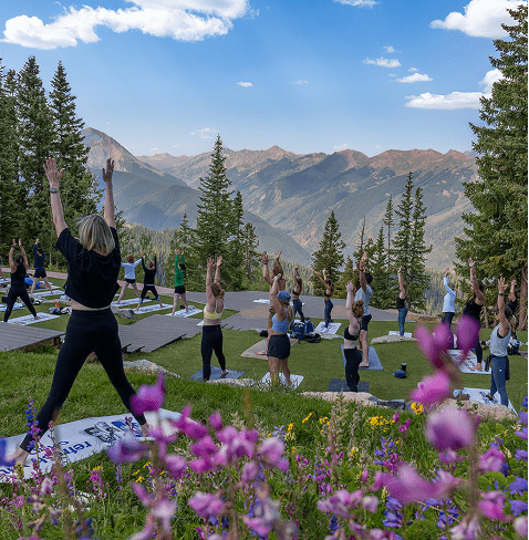 yoga at the top of aspen mountain