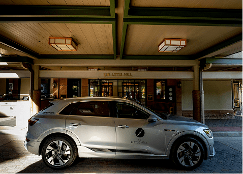 Electric Audi in front of the little nell for guests to get around town
