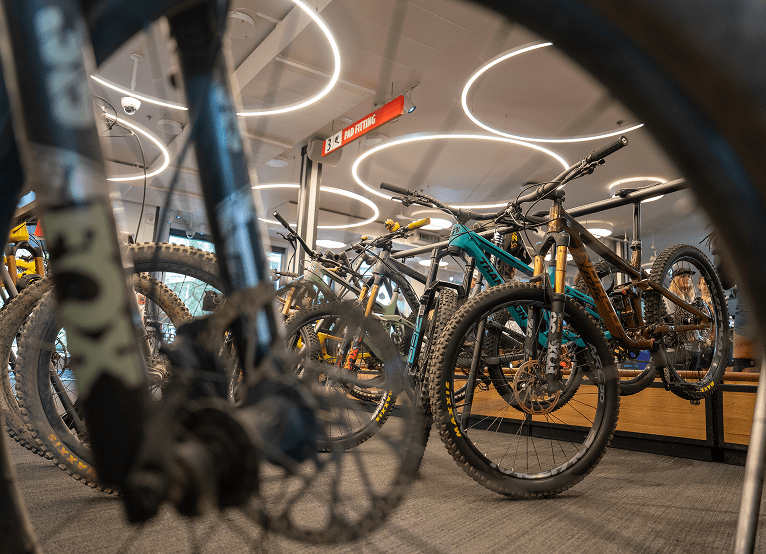 creative shot of varies bike rentals available at FMS aspen