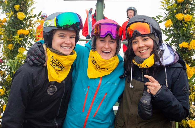 Three employee friends at Aspen Snowmass who Give a Flake
