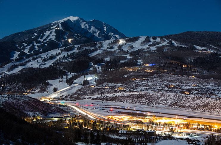 The Aspen Pitkin County Airport at night