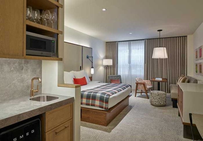 A guest room at the newly renovated Limelight Hotel Aspen