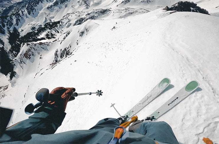 Skier Michael Wirth begins his descent in the Elk Mountains