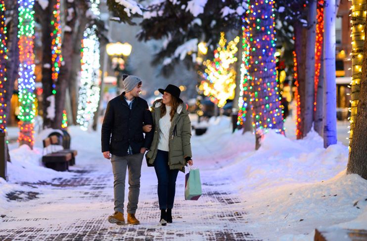 Strolling downtown Aspen during the holidays