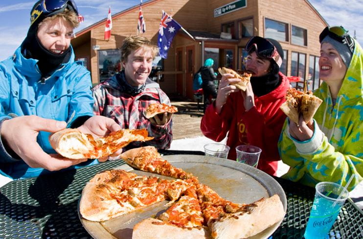 Snowmass Dining - Friends grab a slice at Up 4 Pizza