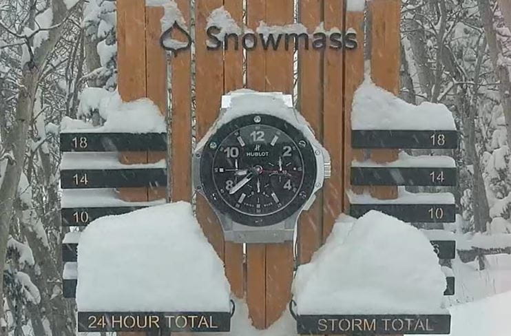 Shot of Snowmass snow stake mountain cam