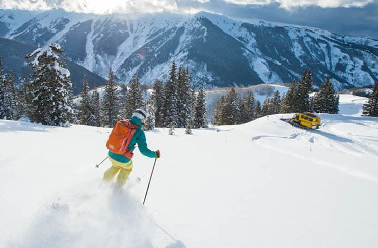 Skier in the backcountry with Aspen Powder Tours