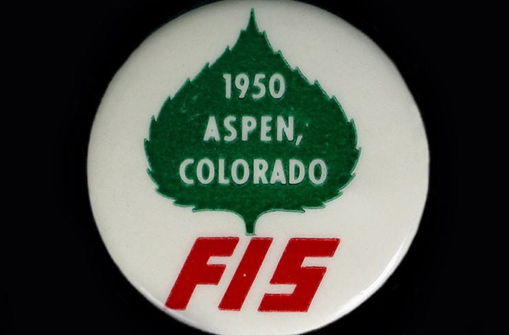 FIS ski racing pin from 1950. 