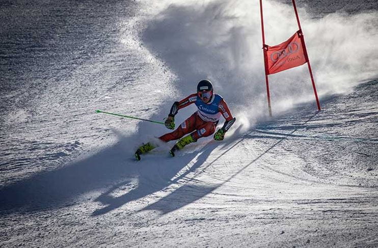Ski racer at Aspen Mountain