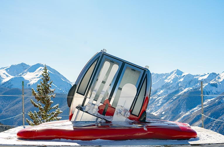 Melted Gondola art installation in Aspen