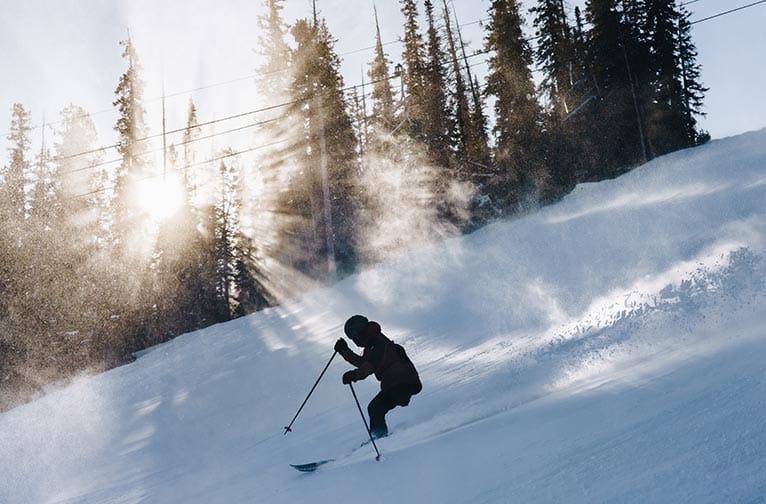 Skier silhouette at Aspen Mountain