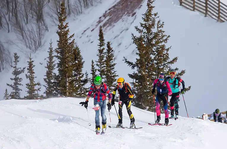 Climbing the steeps during the Power of Four Ski Mountaineering Race