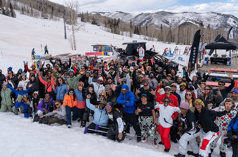 Large group of BIPOC gathers for MLK day at Aspen Snowmass