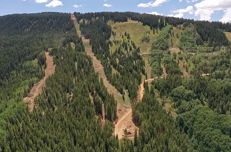 Construction of Heros trails on Aspen Mountain, summer 2023