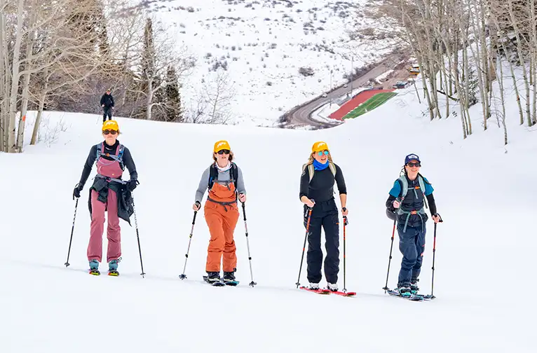 Four friends uphilling at Buttermilk