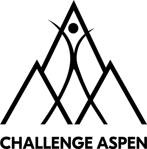Challenge aspen logo in black and white, translucent background
