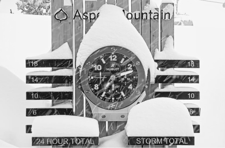 Black and white snow cam on snowy day