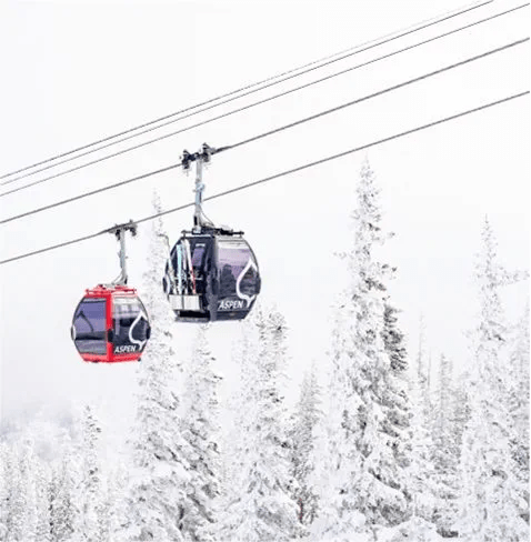Ski lift on a snowy day at Aspen