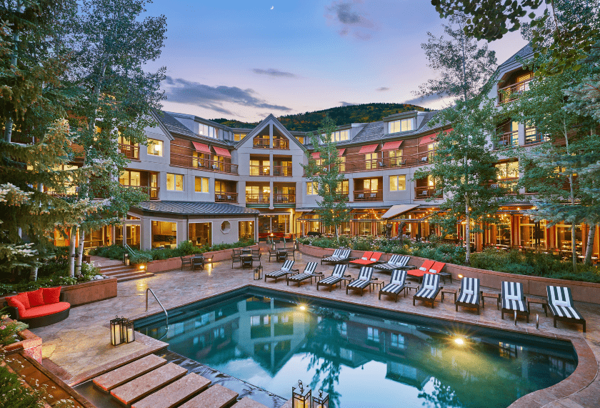 Pool courtyard and hotel exterior