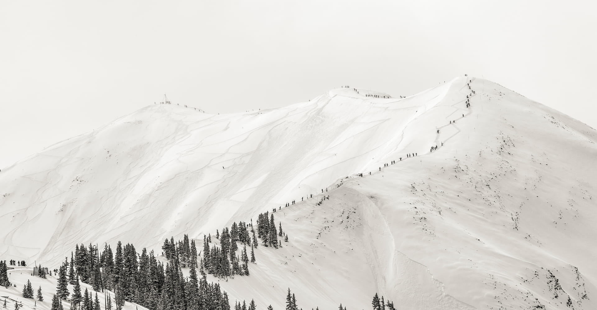 Near white-out conditions on Highland Bowl