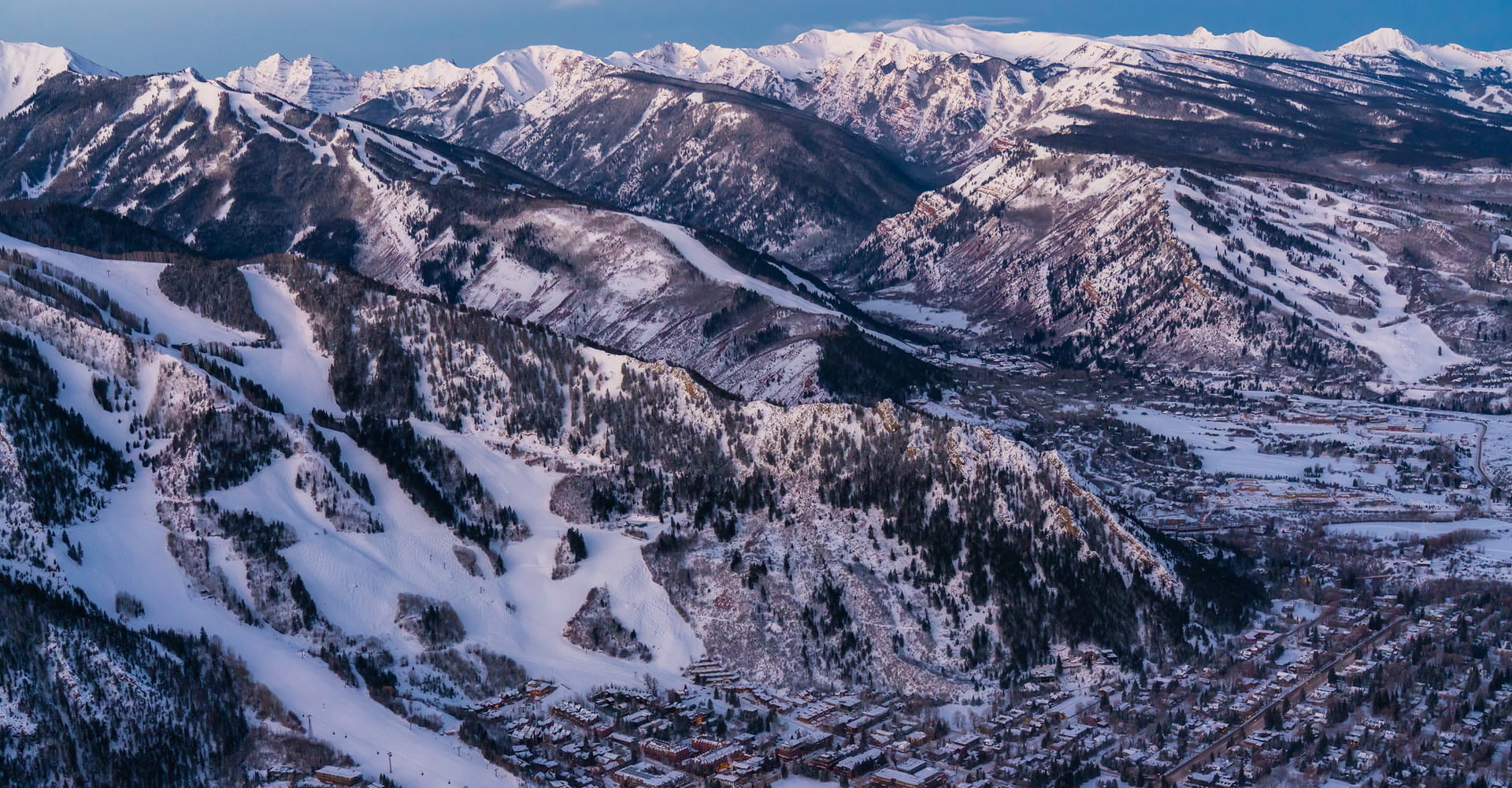 Dawn breaks over the four mountains of Aspen Snowmass
