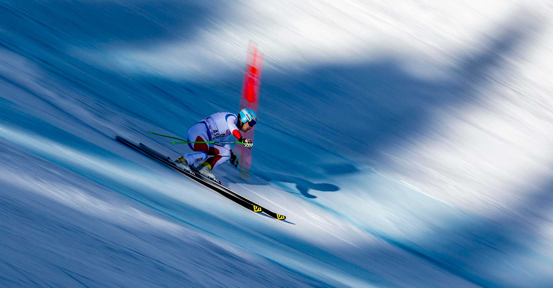 Downhill skier at the Audi FIS World Cup at Aspen Mountain.