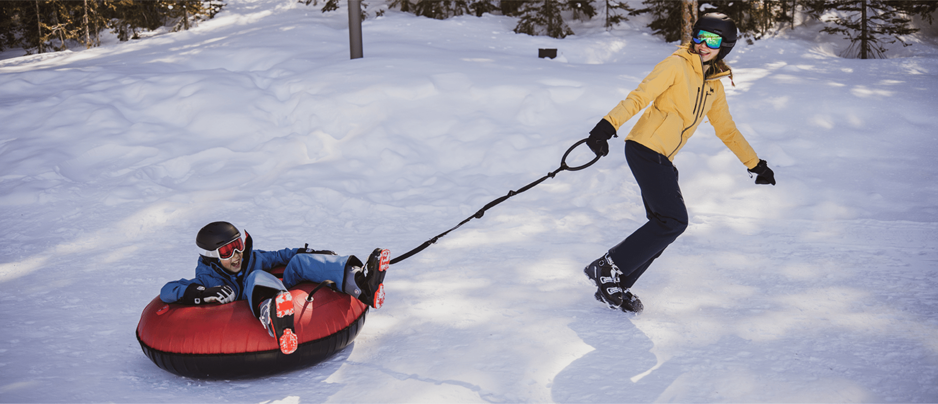 Family fun while tubing at Snowmass