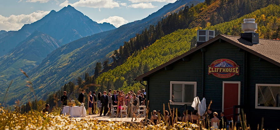 Summer wedding at the Cliffhouse at Buttermilk Mountain in Aspen Colorado