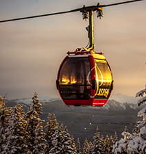 Sunset photo with Aspen Mountain gondola in the foreground 
