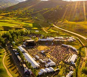 Aerial view of Jazz Aspen Snowmass in Town park in Snowmass Colorado. 