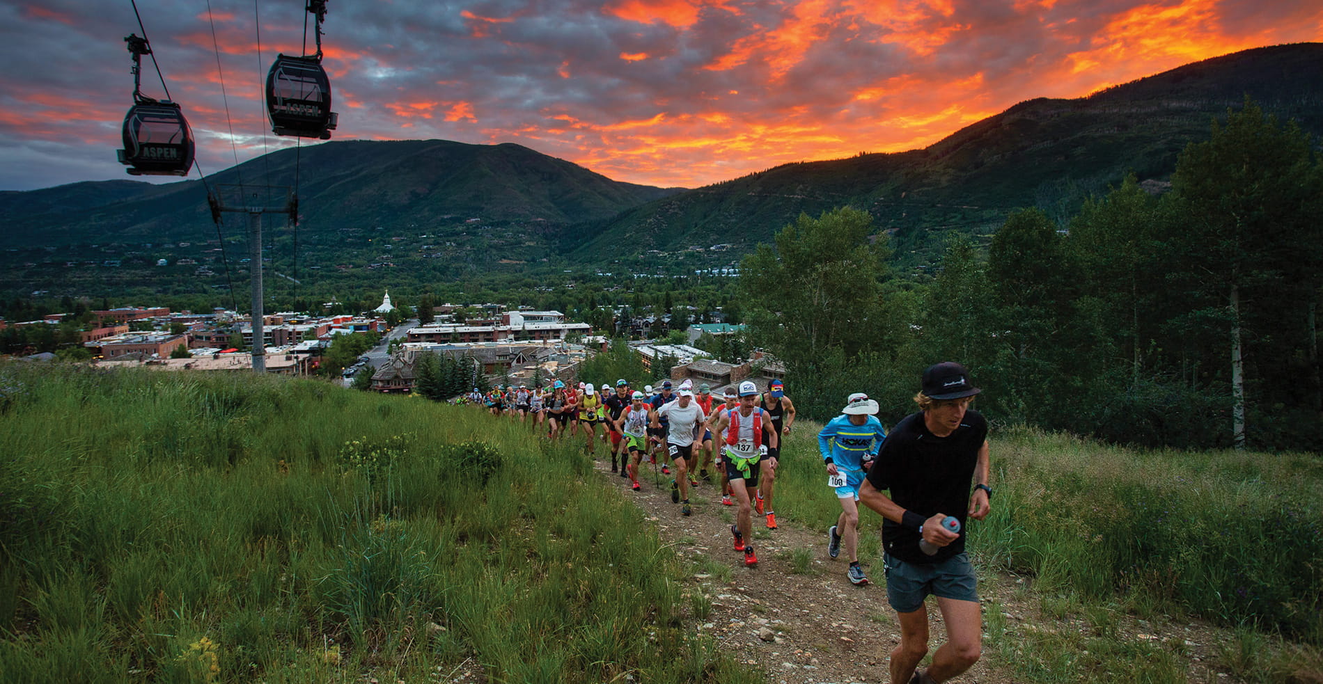 Runners competing in the Audi Power of Four trail race in Aspen Colorado.