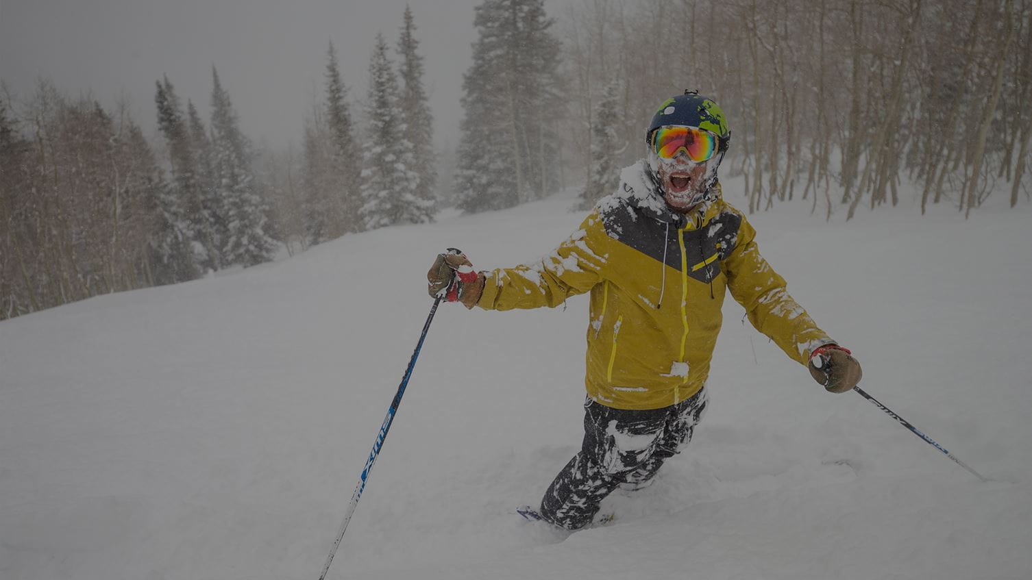 Skiier on a powder day at Aspen Snowmass, Colorado