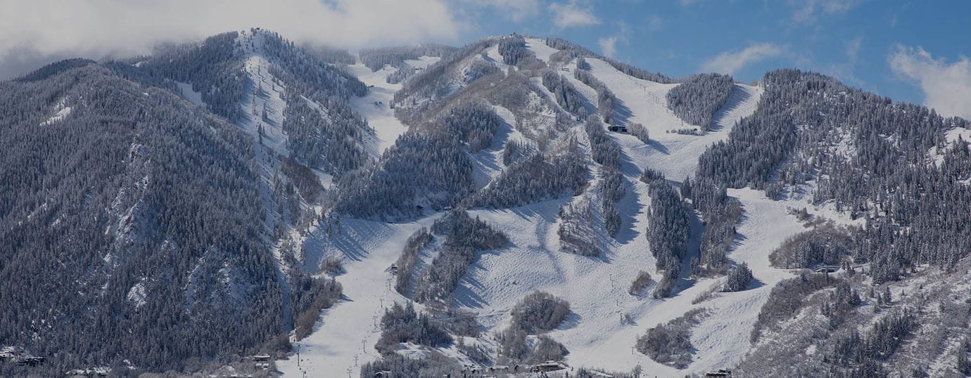 Aspen Mountain on a bluebird day in Aspen Colorado.