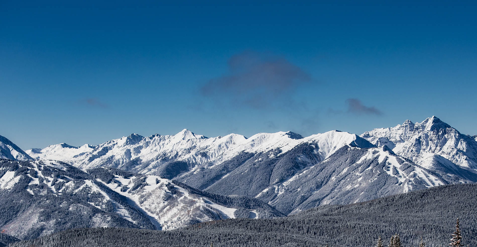 Panoramic image of the Elk Mountain range shot from Aspen Colorado. 