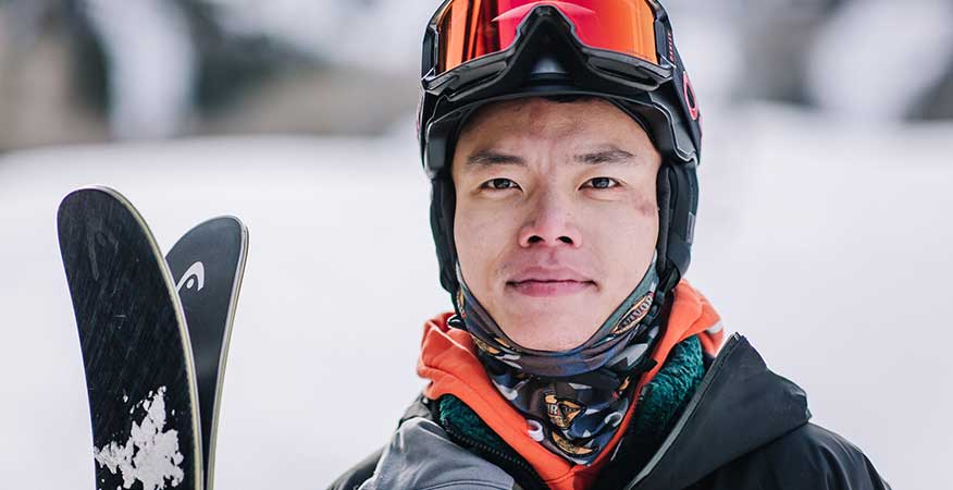 Skier Wei Chen at Aspen Snowmass